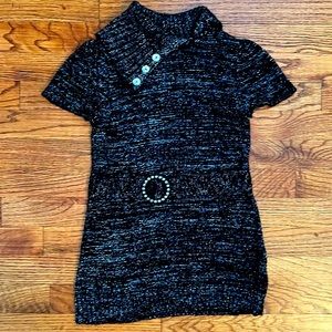 Faded glory black sweater tunic with metallic accent size 7–8